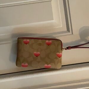 Coach Heart Print Wristlet